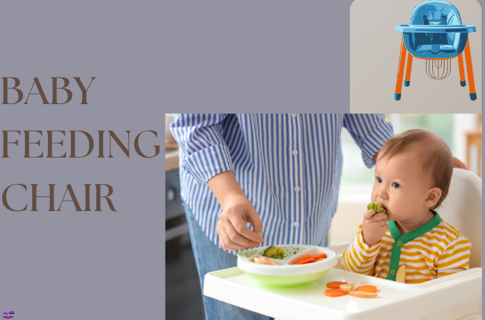 Adjustable baby feeding chair with safety harness for secure and comfortable feeding.