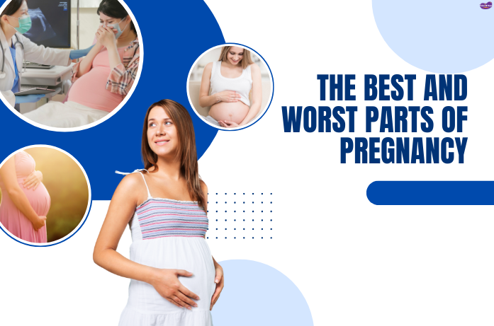 Expecting mother enjoying her pregnancy, symbolizing the best and worst parts of pregnancy, with joy and contemplation.