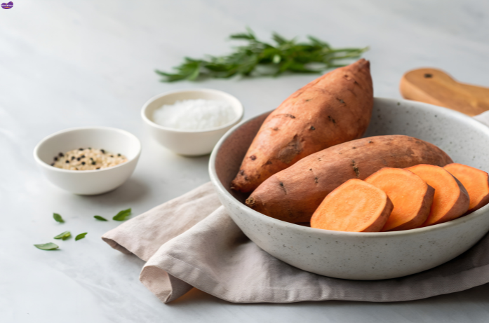 Baby weight gain foods – steamed and sliced sweet potatoes for healthy baby growth