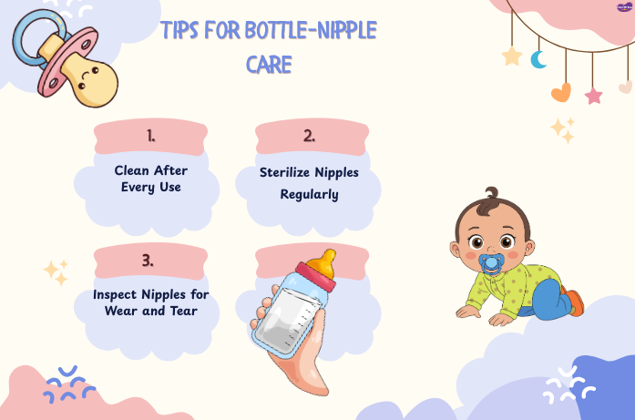 Baby feeding nipples care guide with cleaning and inspection tips
