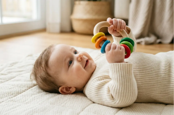 when do babies reach for toys